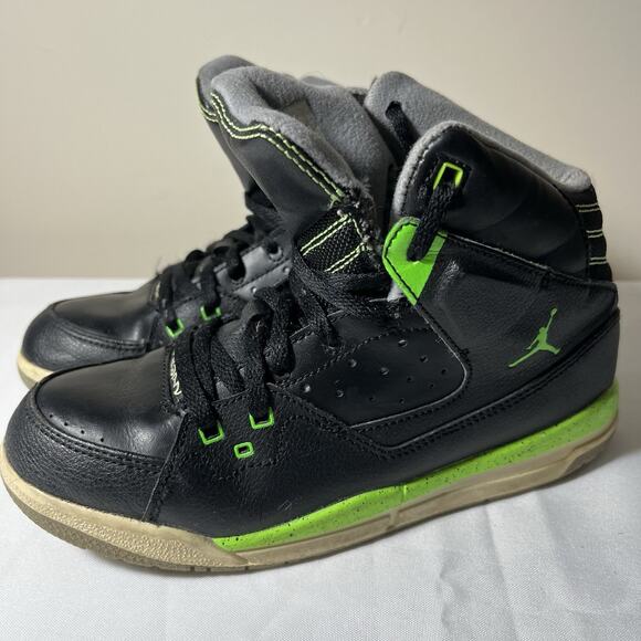 2013 Nike Air Jordan SC-1 Black/Neon Green Youth Shoes Size 3Y - Picture 6 of 8